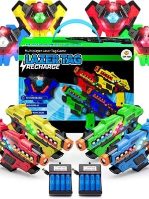 USA Toyz Rechargeable Laser Tag Game - 4pk Laser Tag Set with Guns and Vests